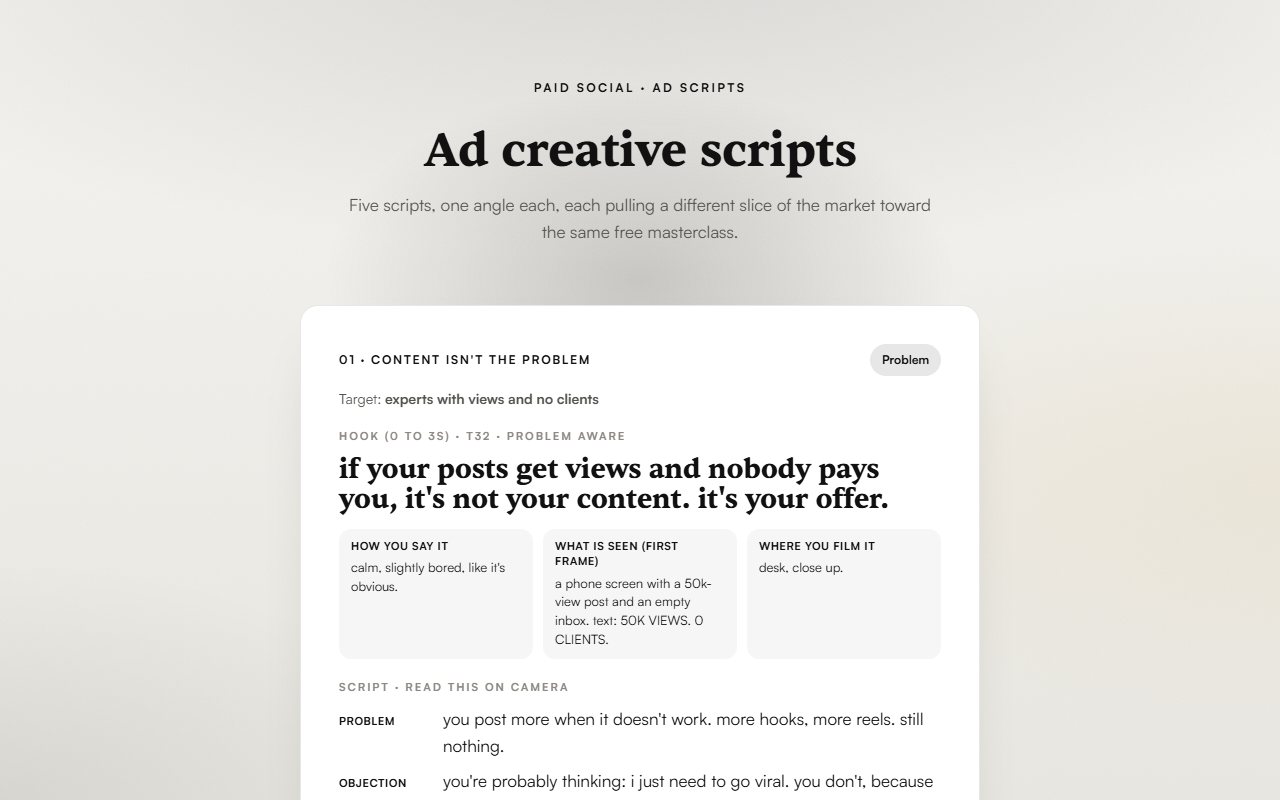 Ad creative scripts preview
